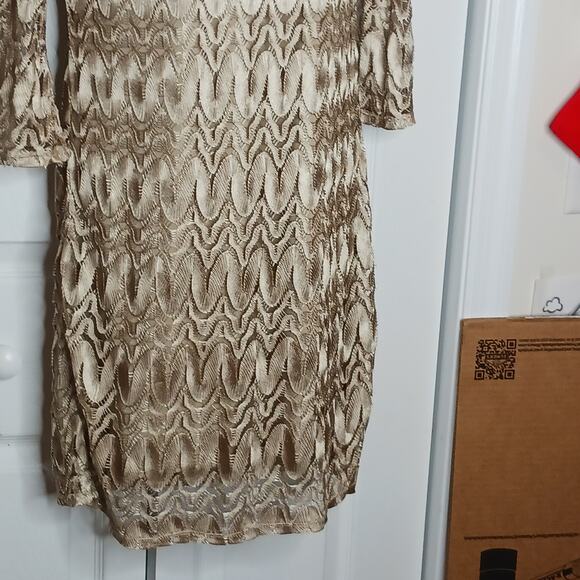 Hale Bob Gold Woven Knit Boatneck Dress NWOT - Picture 10 of 16